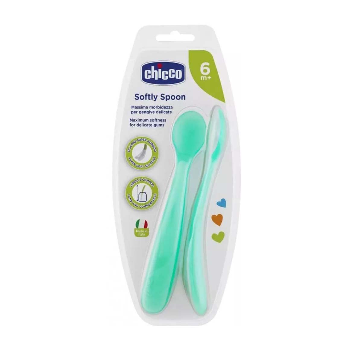 Chicco Soft Silicone Spoon 6m+ 2pcs - Blue - Bloom Pharmacy