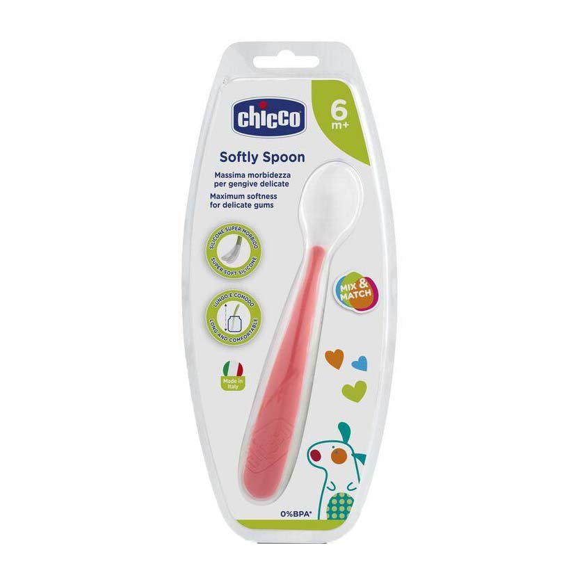 Chicco Soft Silicone Spoon 6m+ - Pink - Bloom Pharmacy