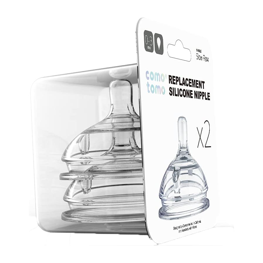 Comotomo Slow Flow Silicone Replacement Nipple 0-3m - 2 Count - Bloom Pharmacy