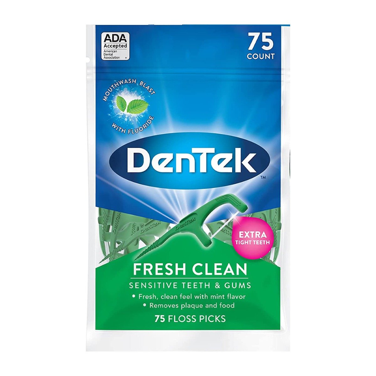 Dentek Fresh Clean Floss Picks - 75Count - Bloom Pharmacy