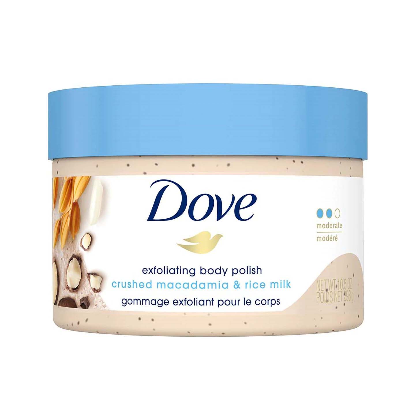 Dove Exfoliating Body Polish 298gm – Crushed Macadamia & Rice Milk - Bloom Pharmacy