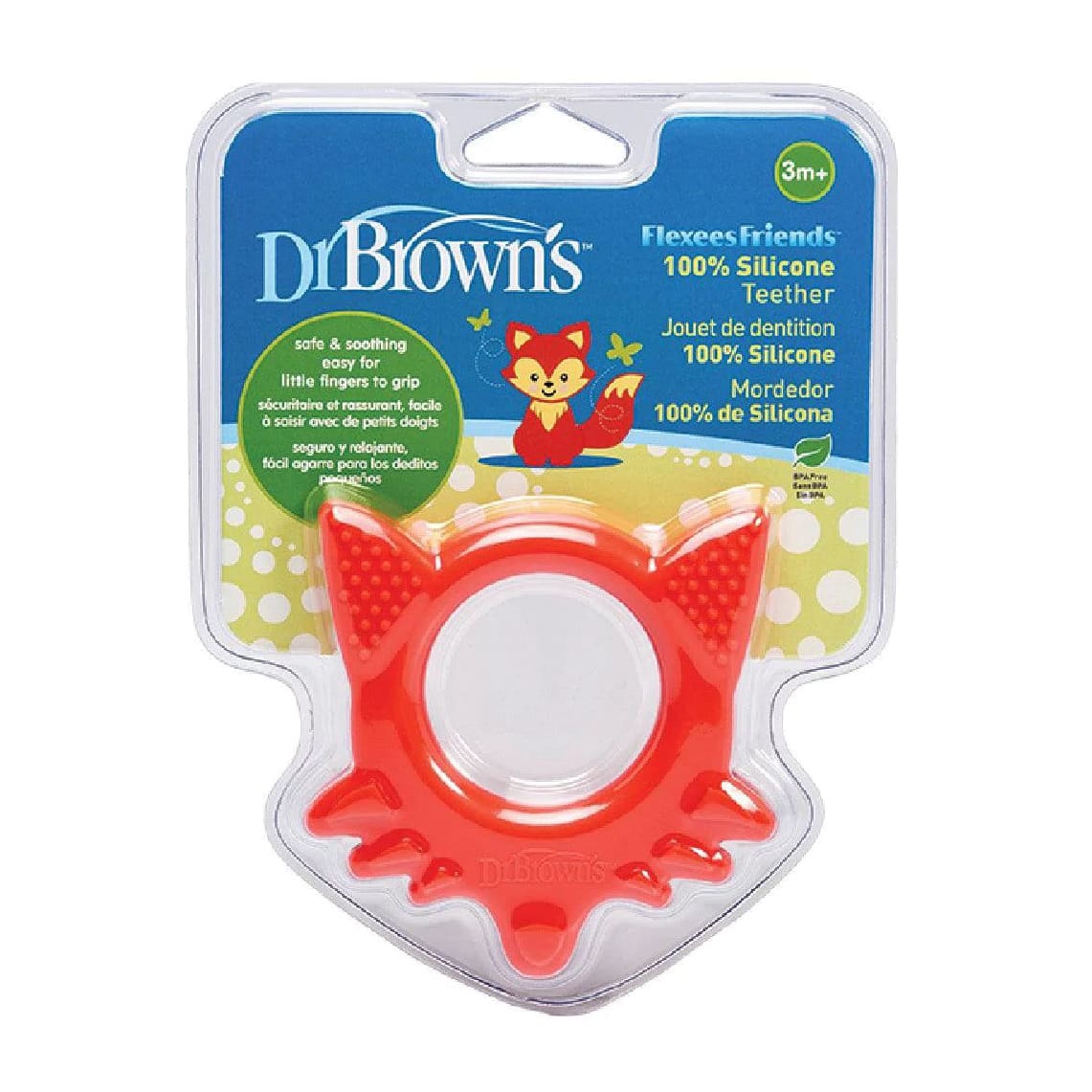 Dr. Brown's Flexees Friends Fox Teether 3m+ - Red - Bloom Pharmacy