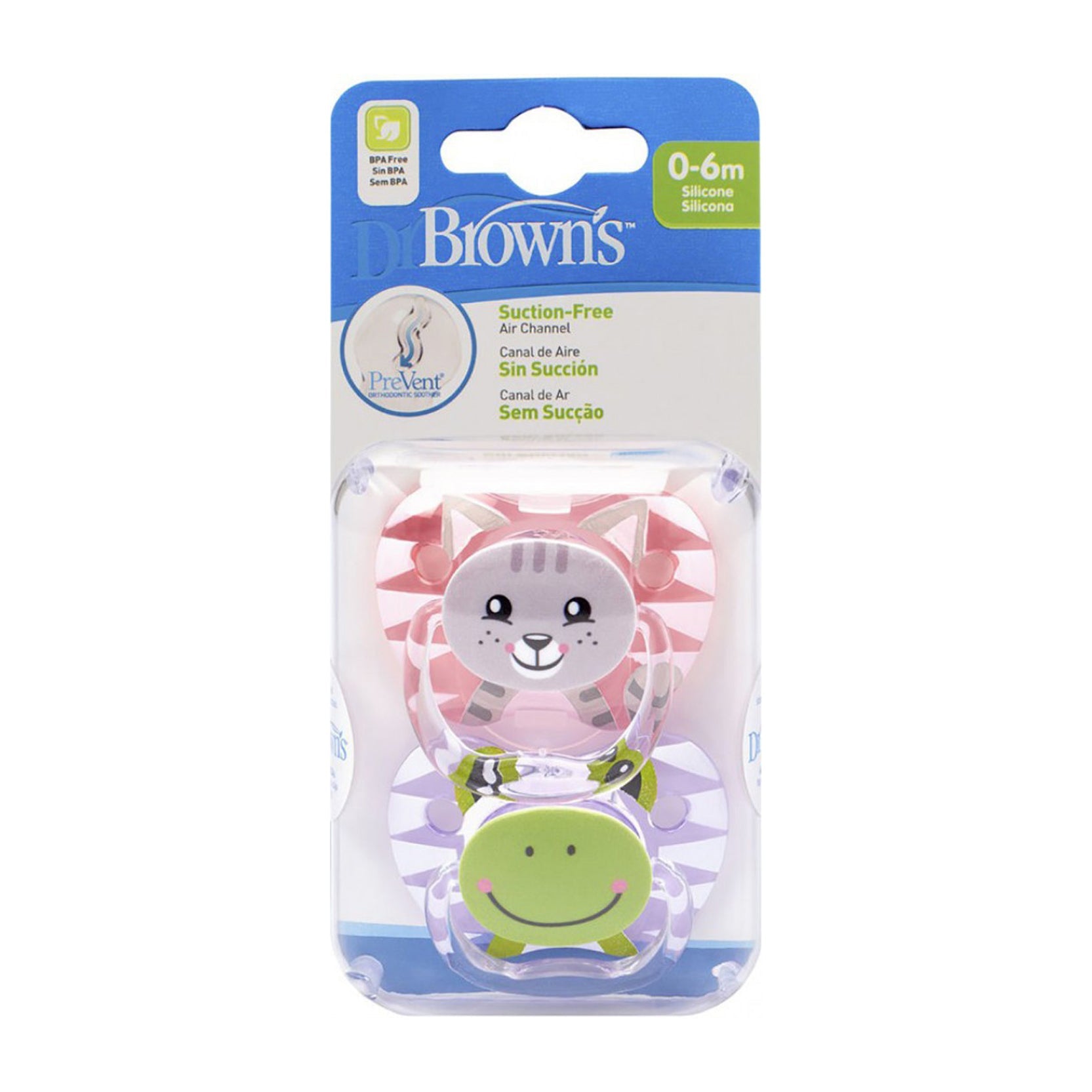 Dr Brown's Prevent Animal Soother 0-6m Pacifier - Pink - Bloom Pharmacy