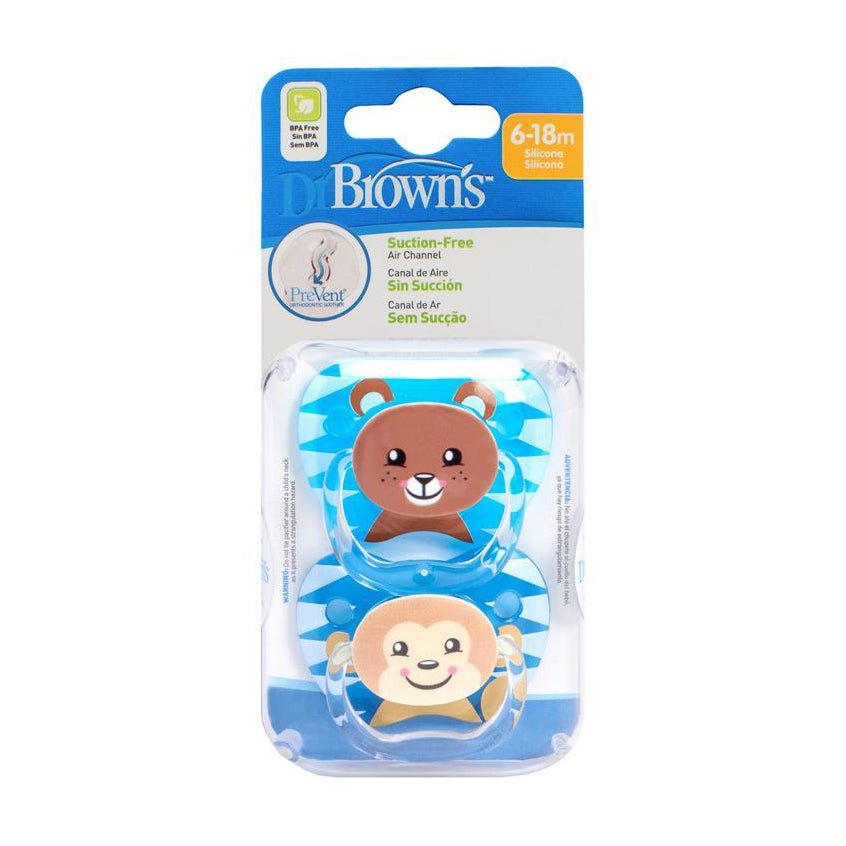 Dr Brown's Prevent Animal Soother 6-18m Pacifier - Blue - Bloom Pharmacy