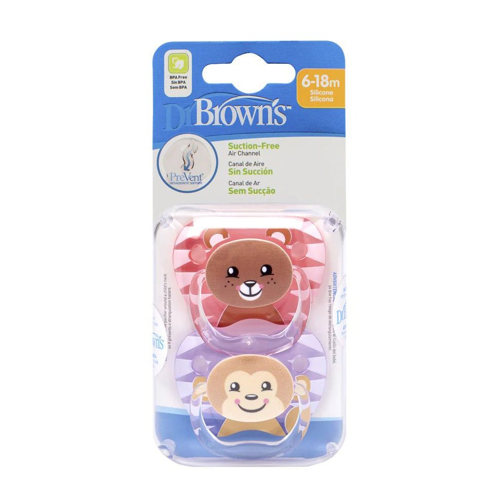 Dr Brown's Prevent Animal Soother 6-18m Pacifier - Pink - Bloom Pharmacy