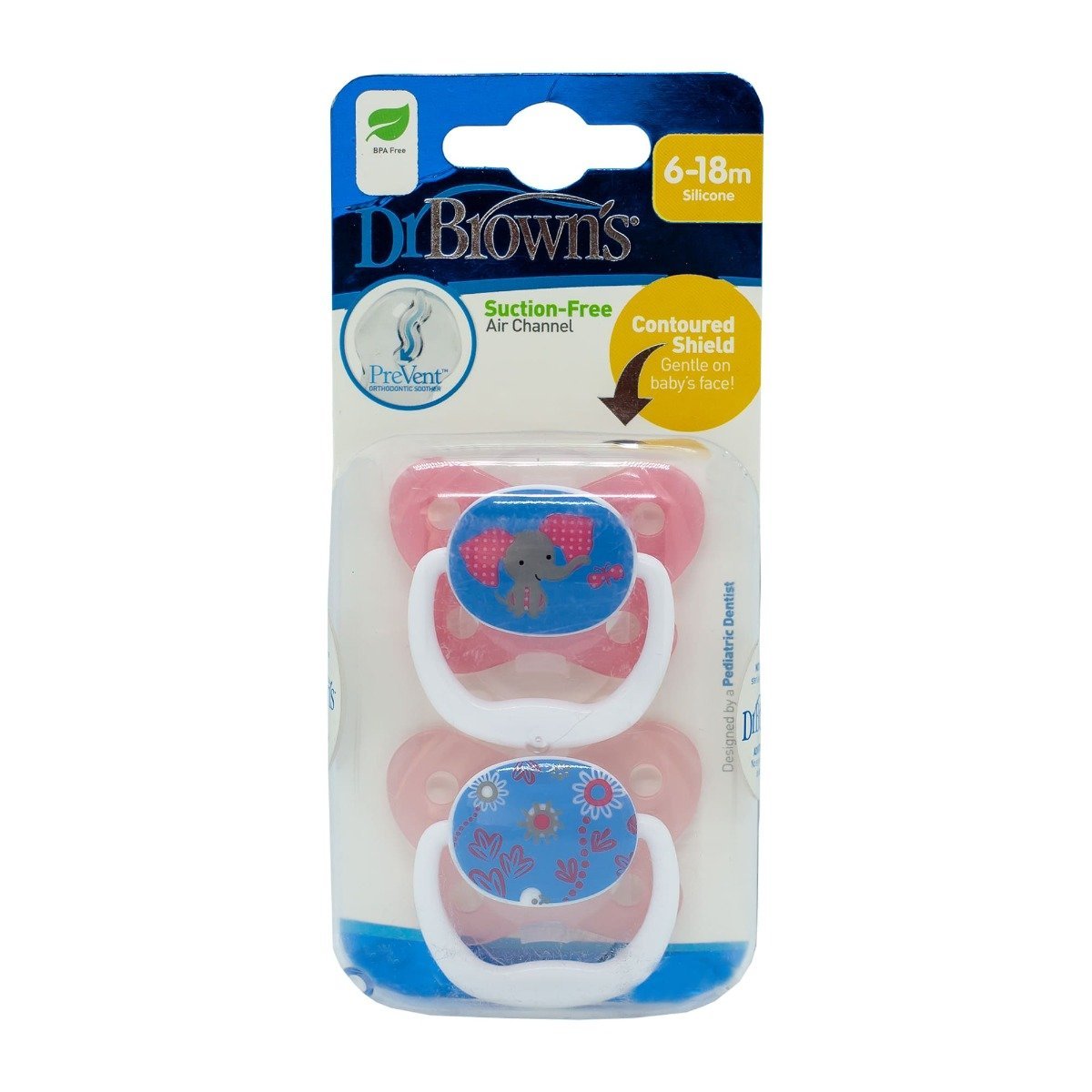 Dr. Brown's Prevent Contoured Pacifier 6-18m – Pink - Bloom Pharmacy