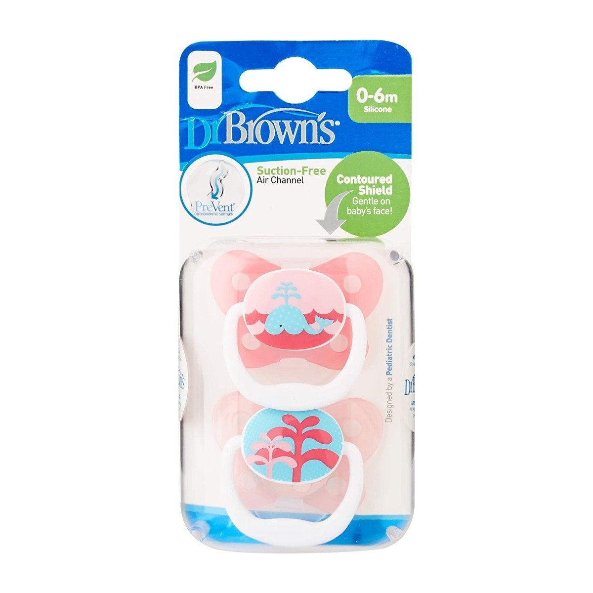 Dr. Brown's Prevent Soother Pacifier 0-6m 2psc - Pink - Bloom Pharmacy