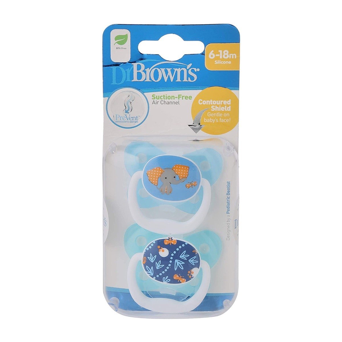 Dr. Brown’s Prevent Soother Pacifier 6-18m 2psc - Blue - Bloom Pharmacy