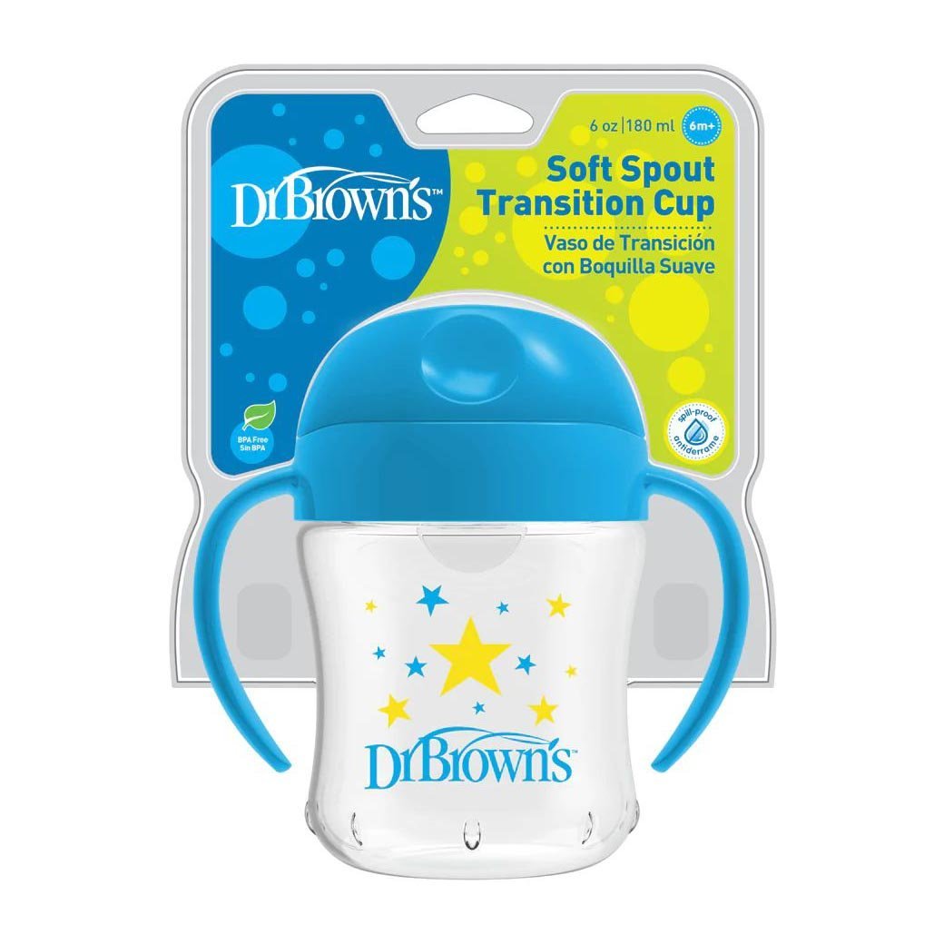 Dr. Brown’s Soft Spout Transition Cup 180ml (6m+) - Blue - Bloom Pharmacy