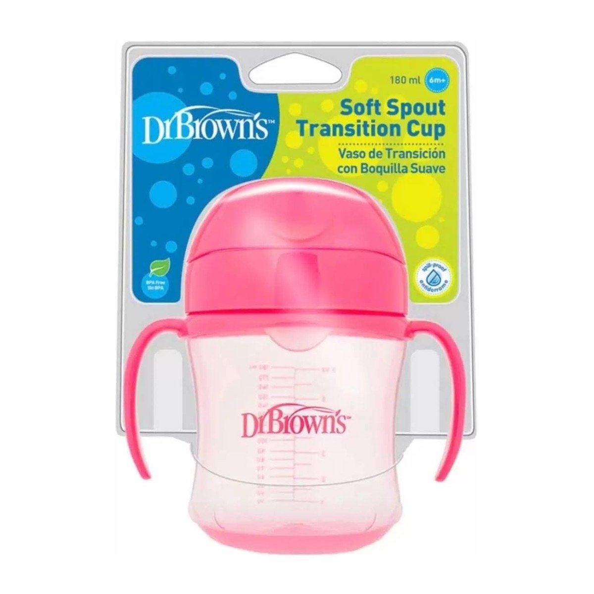 Dr. Brown’s Soft Spout Transition Cup 180ml (6m+) - Red - Bloom Pharmacy