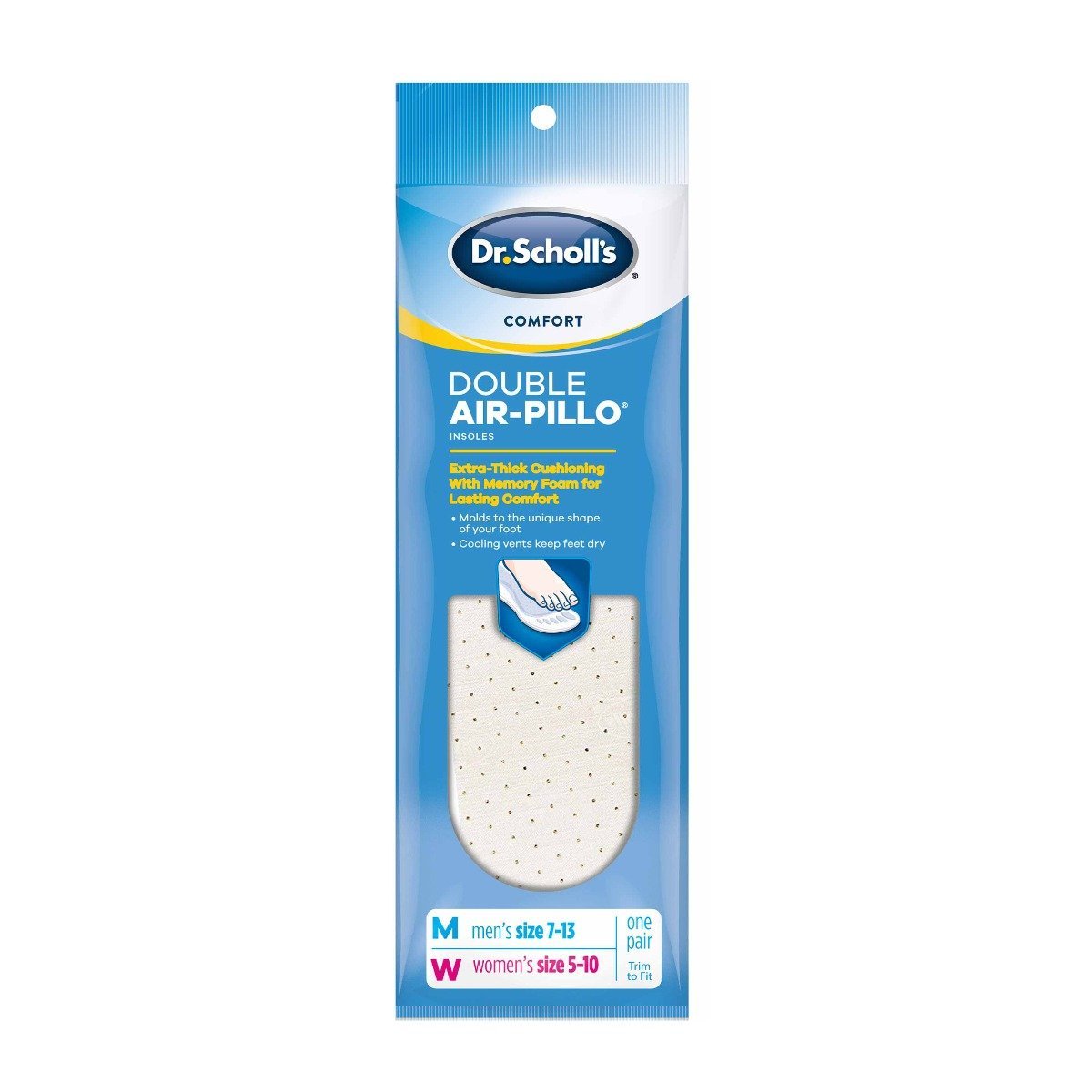 Dr. Scholl’s Comfort Double-Air Pillo Insoles Cushioning Men Size (7-13) & Women Size (5-10) - 1 Pair - Bloom Pharmacy