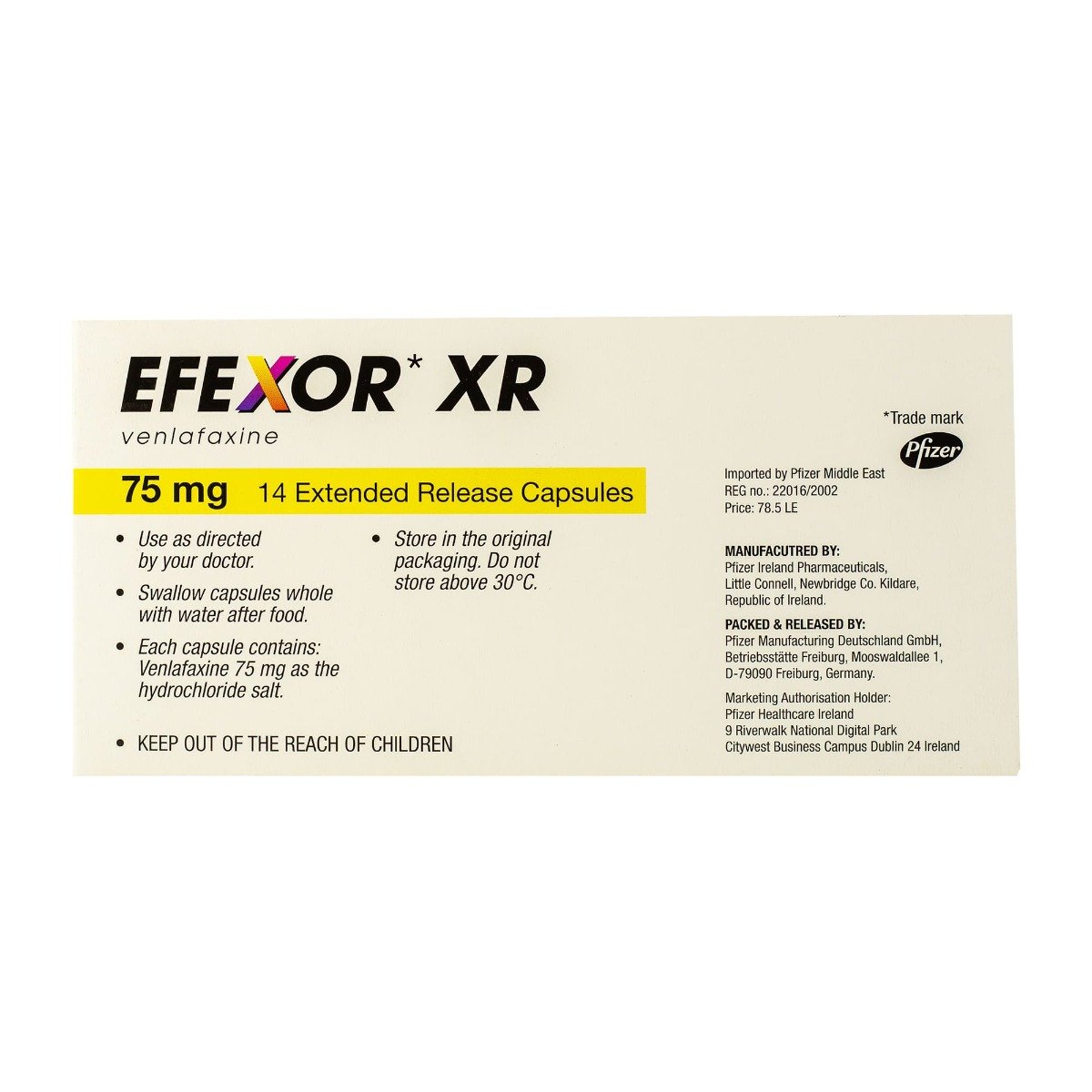 Efexor XR 75 mg - 14 Capsules - Bloom Pharmacy