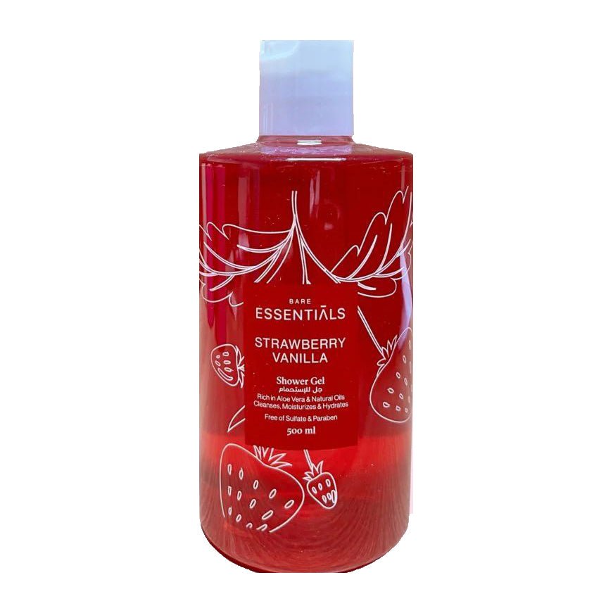 Essentials Strawberry Vanilla Shower Gel – 500ml - Bloom Pharmacy