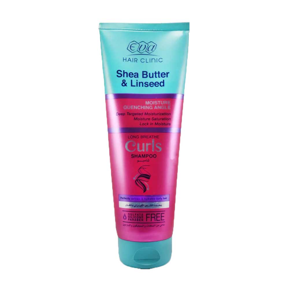 Eva Hair Clinic Shea Butter & Linseed Curls Shampoo – 230ml - Bloom Pharmacy