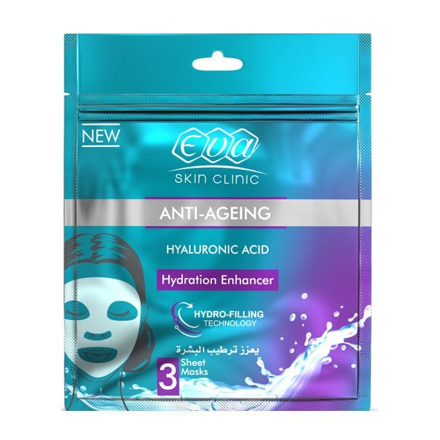 Eva Skin Clinic Anti-Ageing Hyaluronic Acid Hydration Enhancer Sheet Mask - 3 Masks - Bloom Pharmacy
