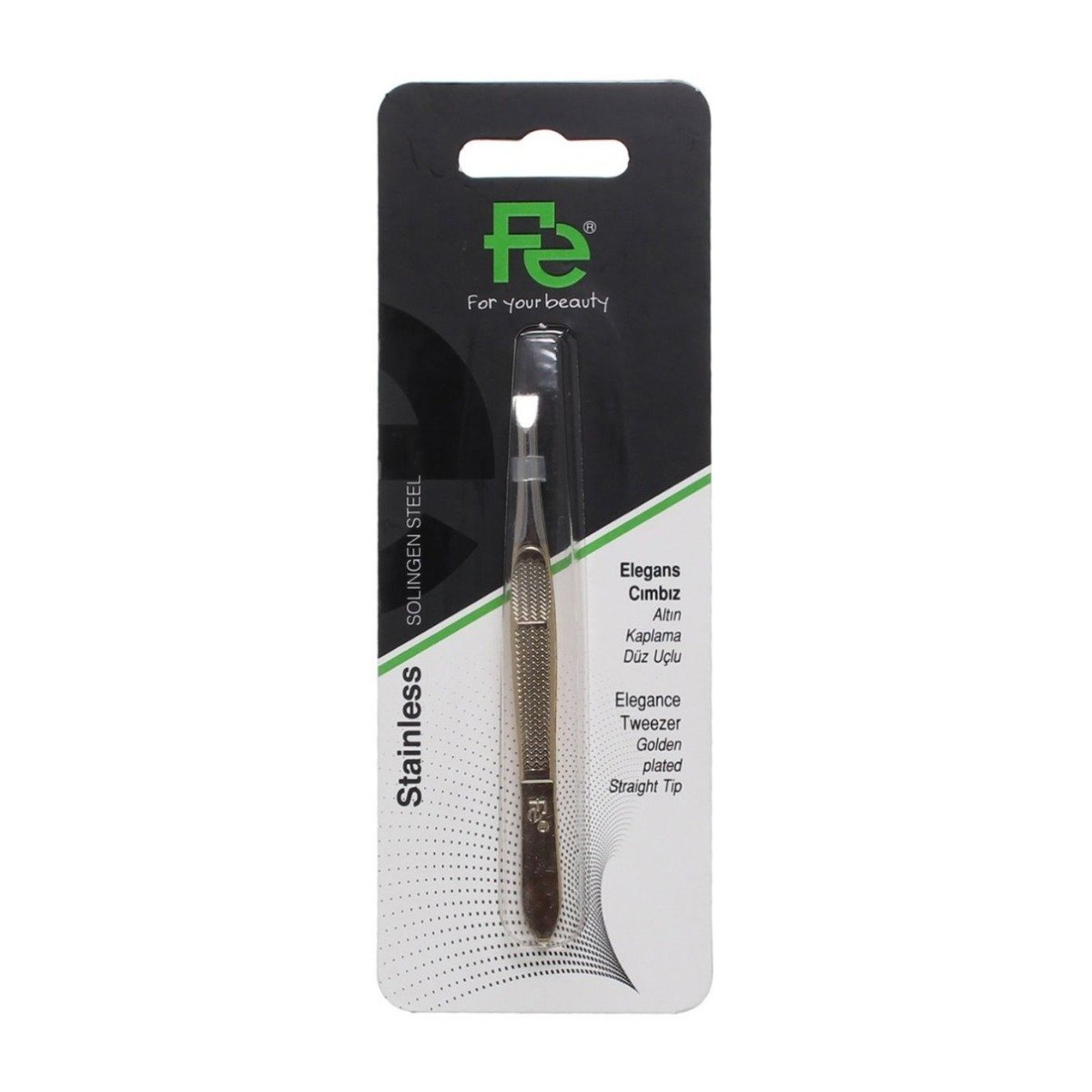 Fe Elegance Tweezer Golden Plated Straight Tip - Bloom Pharmacy