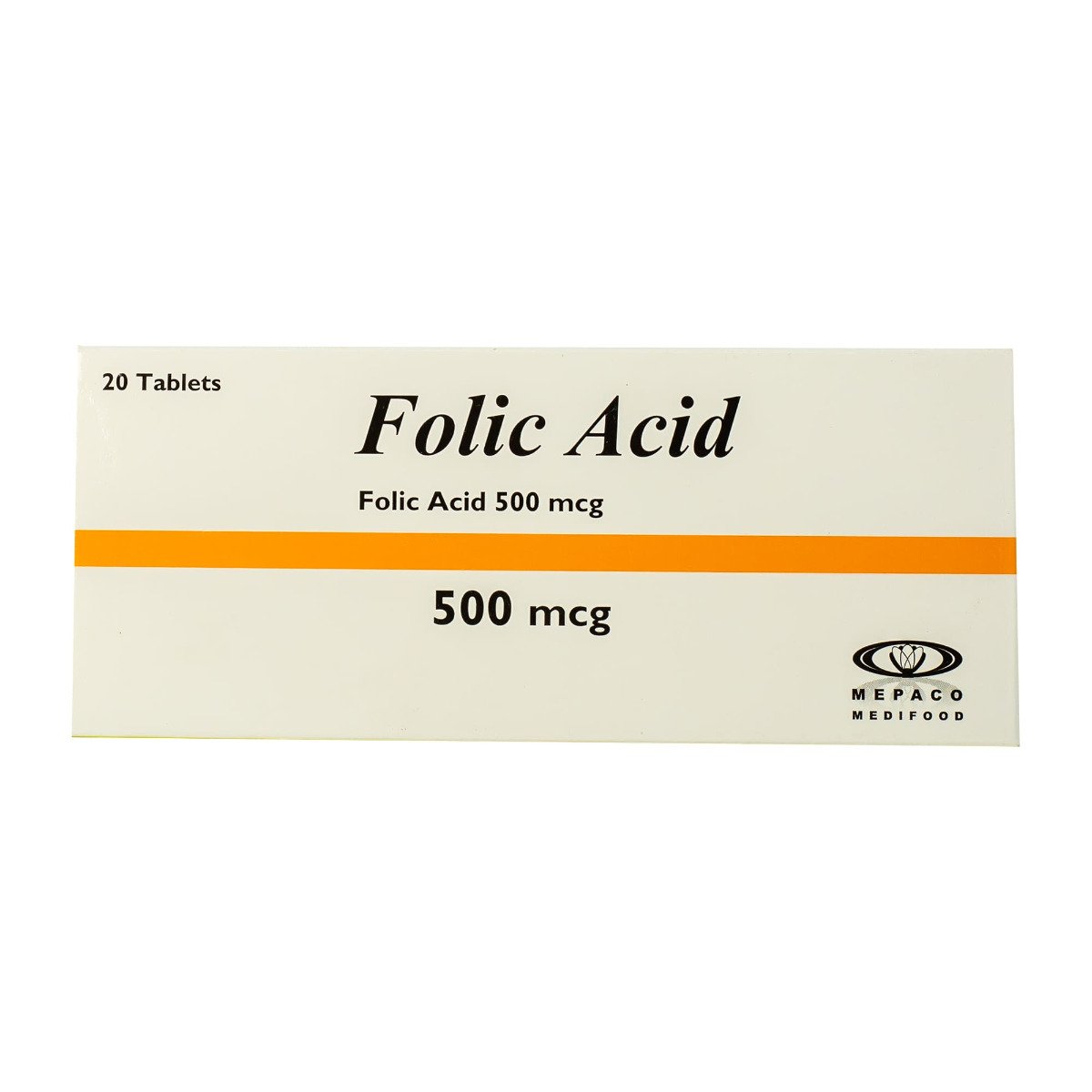 Folic acid 500 mcg - 20 Tablets - Bloom Pharmacy