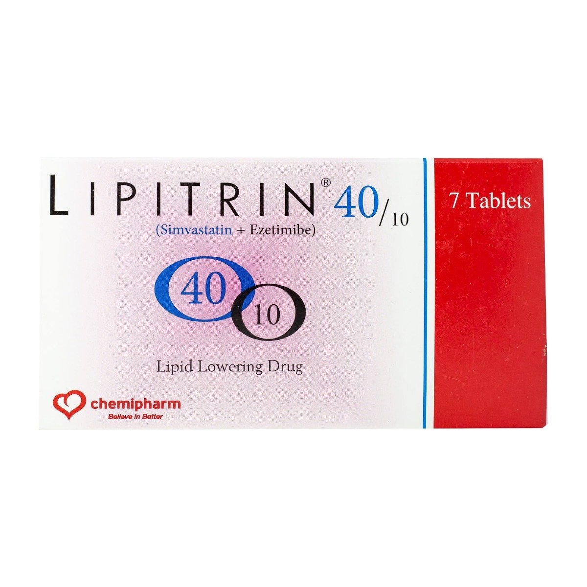 Lipitrin 40 mg-10 mg - 7 Tablets - Bloom Pharmacy