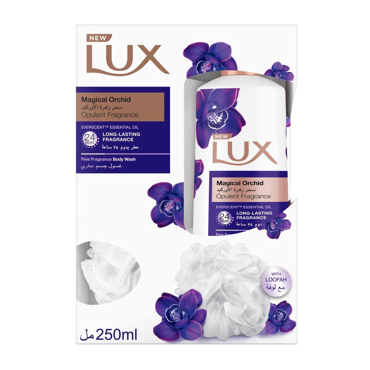 Lux Magical Orchid Long Lasting Fragrance 24H Body Wash 250ml + Loofah - Bloom Pharmacy