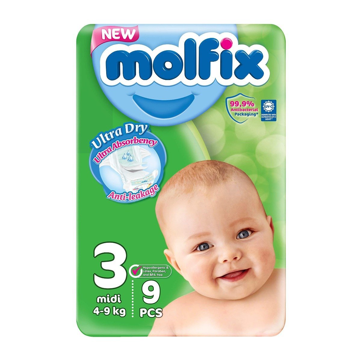 Molfix Perfect Fit Size (3) Midi 4-9Kg - 9 Pcs - Bloom Pharmacy