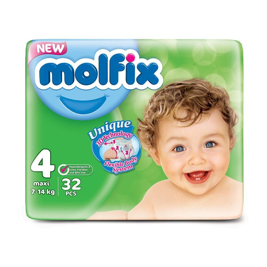 Molfix Perfect Fit Size (4) Maxi 7-18 Kg - 32pcs - Bloom Pharmacy