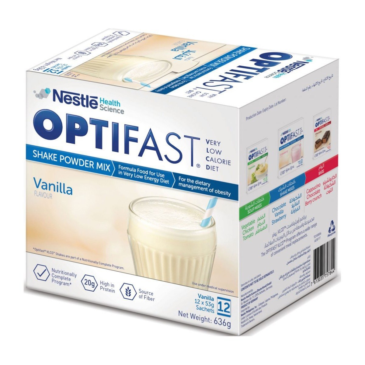 Nestle Optifast Vanilla Milk shake 636 gm - 12 Sachets - Bloom Pharmacy