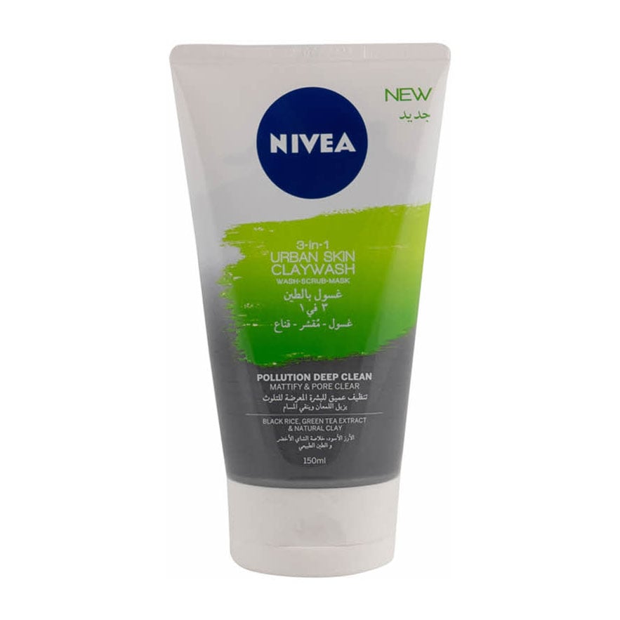 Nivea 3 In 1 Urban Skin Detox Clay Wash & Scrub Mask – 150ml - Bloom Pharmacy