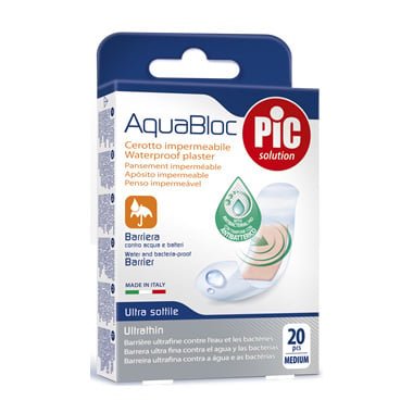 Pic Aquabloc Antibacterial 19x72 Mm Water Proof Plaster Medium - 20 Pcs - Bloom Pharmacy