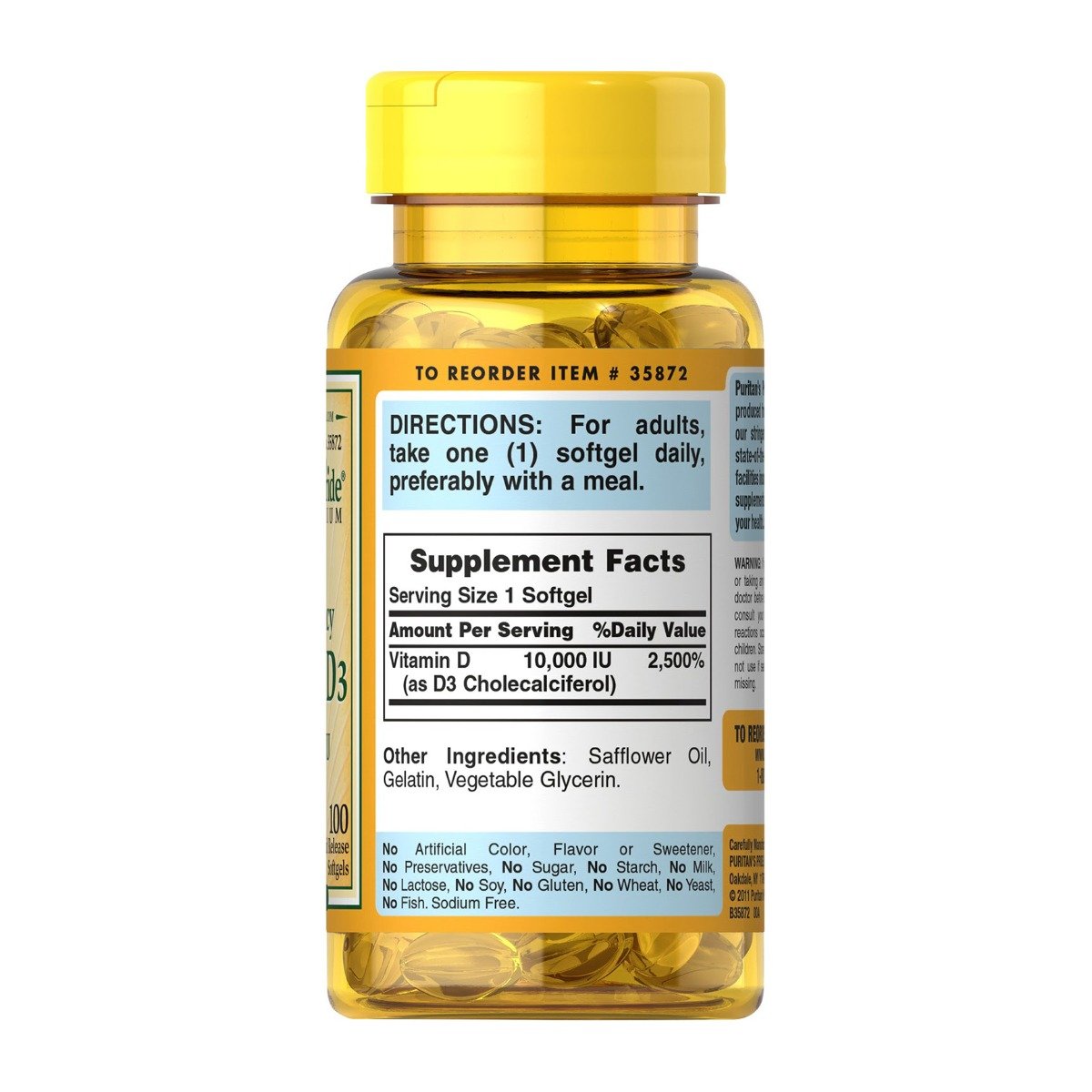 Puritan's Pride Vitamin D3 10,000IU - 100 Rapid Release Softgels - Bloom Pharmacy
