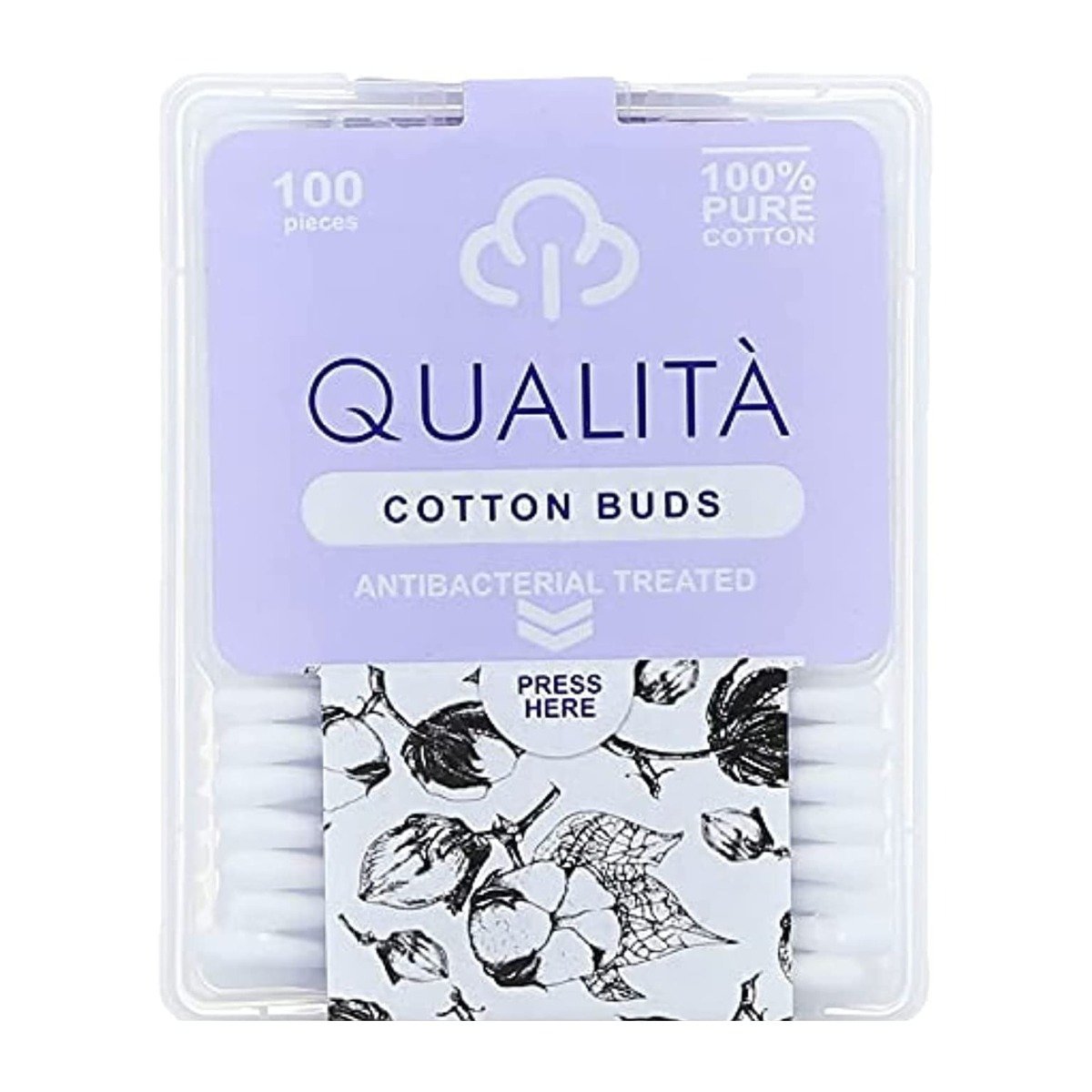 Qualita Antibacterial Treated Cotton Buds – 100Pcs - Bloom Pharmacy