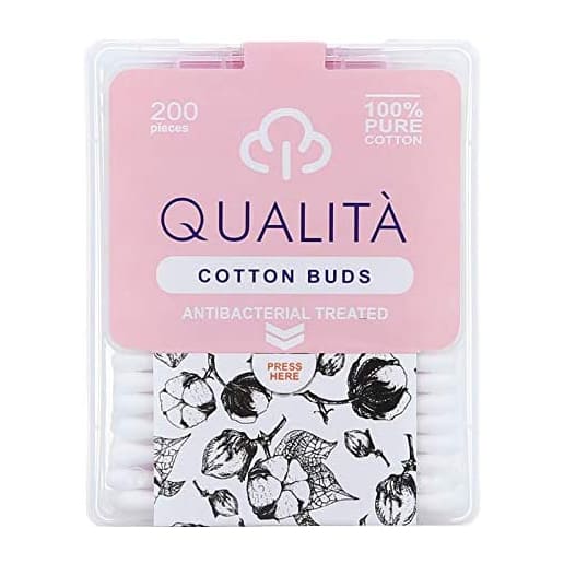 Qualita Antibacterial Treated Cotton Buds – 200Pcs - Bloom Pharmacy