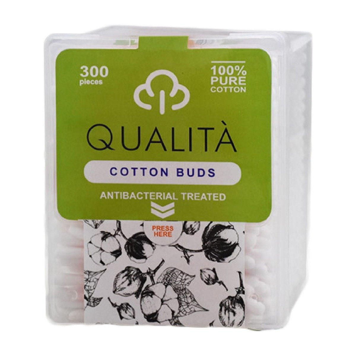 Qualita Antibacterial Treated Cotton Buds – 300Pcs - Bloom Pharmacy