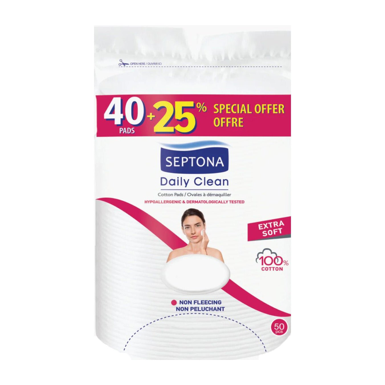 Septona Oval Cotton Pads - 40+25Pcs - Bloom Pharmacy