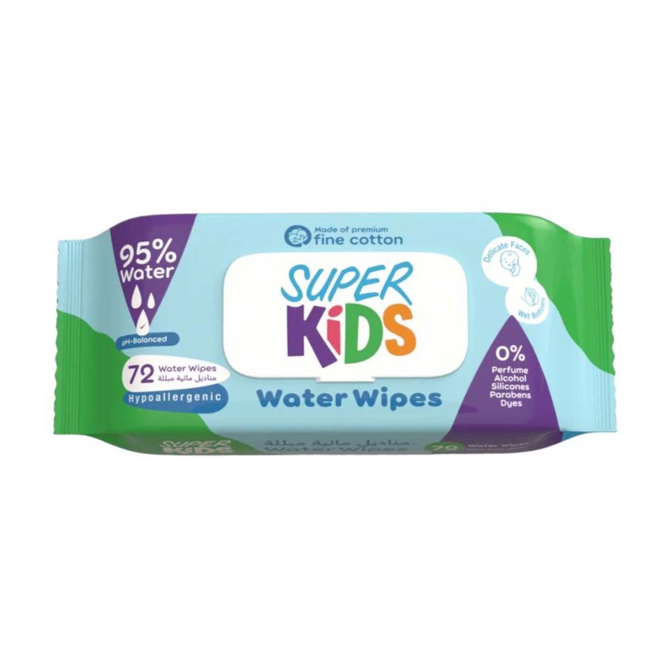 Super Kids Water Wipes - 72 Wipes - Bloom Pharmacy